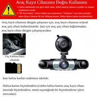 4 Lensli Araç Kamerası – 360° Görüş, 1080P Dash Cam, Gece Görüşlü 3/4 Kanallı Ön-Arka-Yan Kayıt