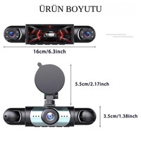 4 Lensli Araç Kamerası – 360° Görüş, 1080P Dash Cam, Gece Görüşlü 3/4 Kanallı Ön-Arka-Yan Kayıt