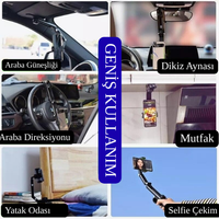 1080  ∘   Katlanabilir Çok Amaçlı Telefon Tutucu | Kaymaz Timsah Çene | Güneşlik, Dikiz Aynası, Direksiyon ve Masaüstü Uyumlu