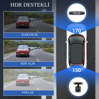4 Lensli Araç Kamerası – 360° Görüş, 1080P Dash Cam, Gece Görüşlü 3/4 Kanallı Ön-Arka-Yan Kayıt
