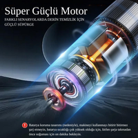 2'si 1 Arada | Yüksek Güçlü Type-C Şarjlı Kablosuz Araç ve Ev El Süpürgesi
